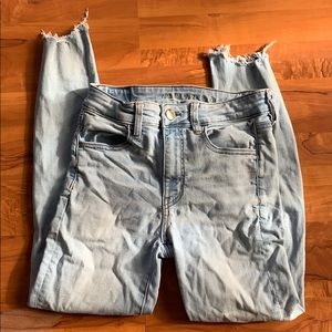 hi-rise jeggings with rips